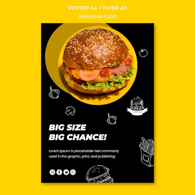 Free PSD american food poster template design