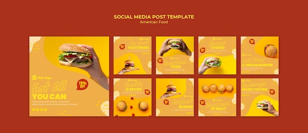 Free PSD american food social media post