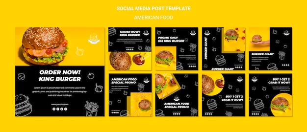 Free PSD american food social media post