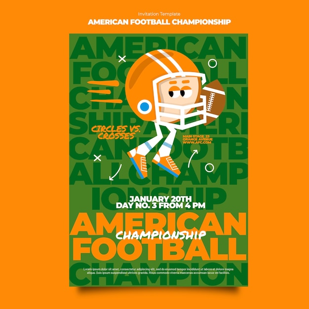 Free PSD american football championship invitation template