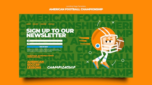 Free PSD american football championship landing page