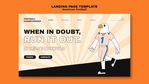 Free PSD american football championship landing page