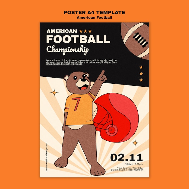 Free PSD american football championship poster template