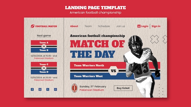 Free PSD american football championship template design