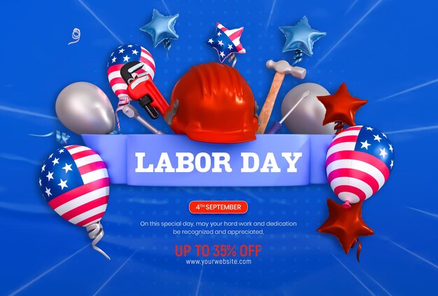 Free PSD american labor day sale banner design template