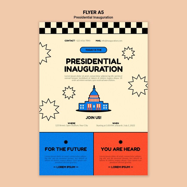 American presidential inauguration vertical flyer template