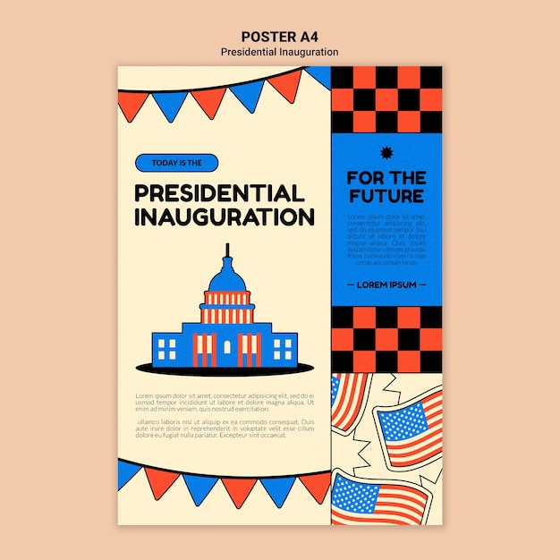 Free PSD american presidential inauguration vertical poster template