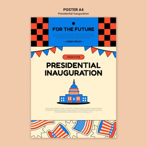 Free PSD american presidential inauguration vertical poster template