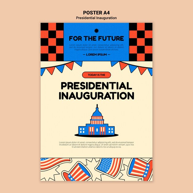 American presidential inauguration vertical poster template