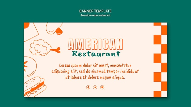 Free PSD american retro restaurant banner template