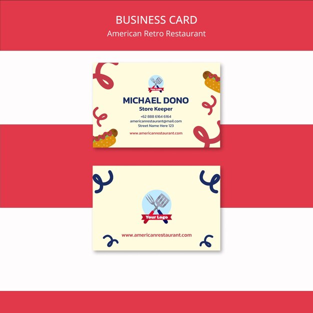 American retro restaurant business card template