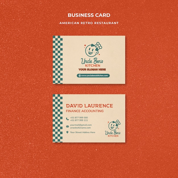 Free PSD american retro restaurant business card template