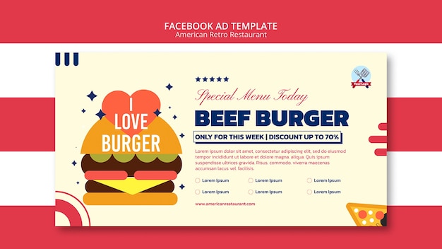 American retro restaurant facebook template