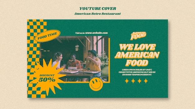 Free PSD american retro restaurant youtube cover