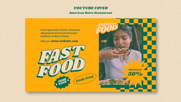 Free PSD american retro restaurant youtube cover