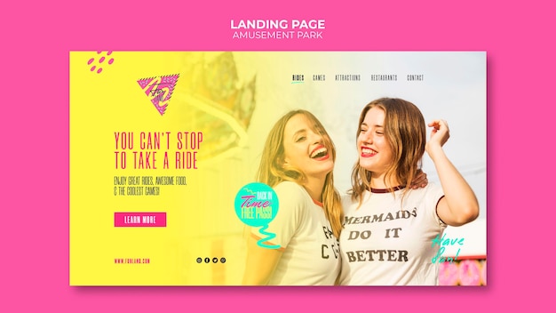 Free PSD amusement park concept landing page template