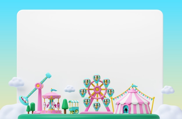 Free PSD amusement park sale blank banner background