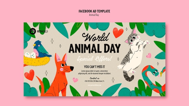 Free PSD animal day celebration facebook template