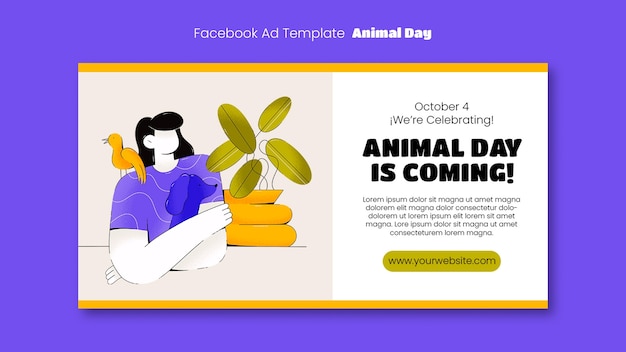 Animal day celebration facebook template