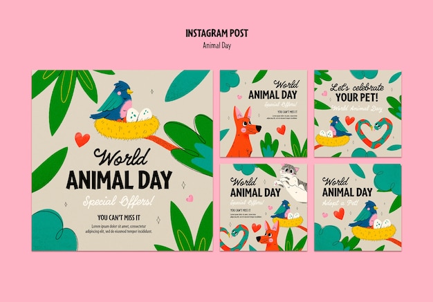 Animal day celebration instagram post