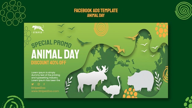 Free PSD animal day facebook ad design template