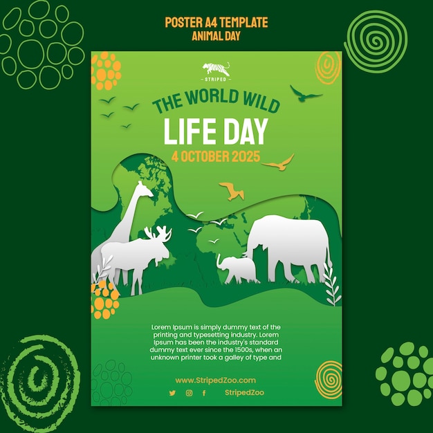 Free PSD animal day poster design template