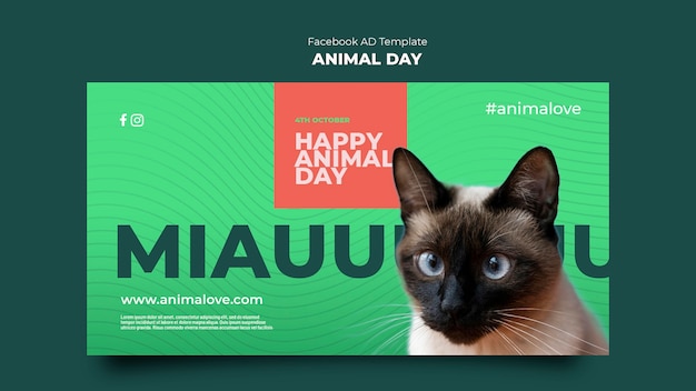 Animal day social media promo template