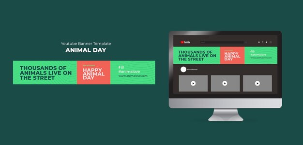 Animal day youtube banner template