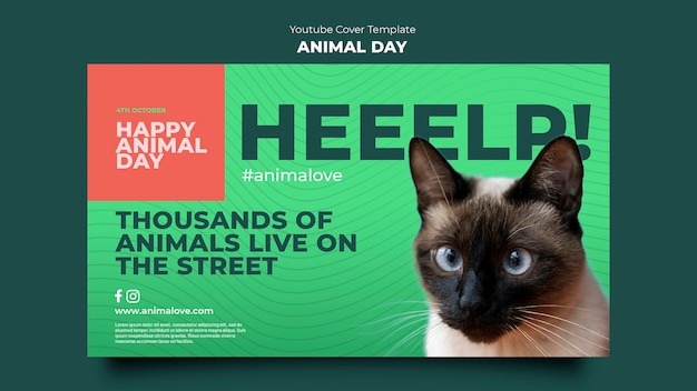 Free PSD animal day youtube cover template