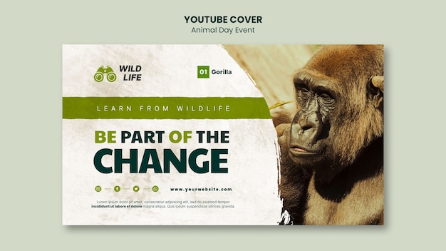 Free PSD animal day youtube thumbnail design template