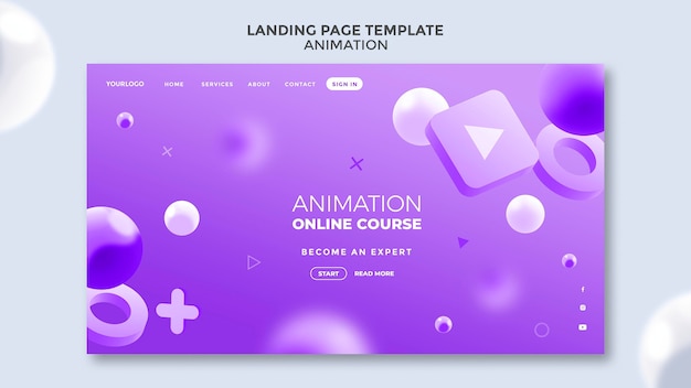 Animation class landing page