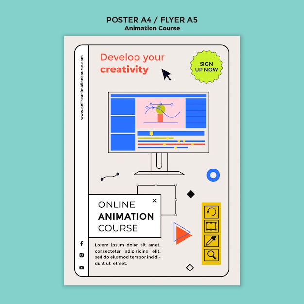 Animation course poster template