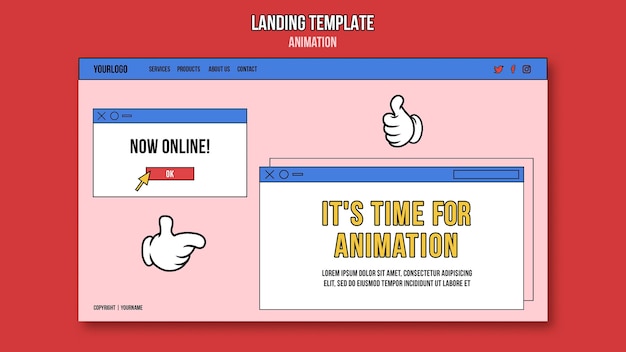 Free PSD animation online class landing page