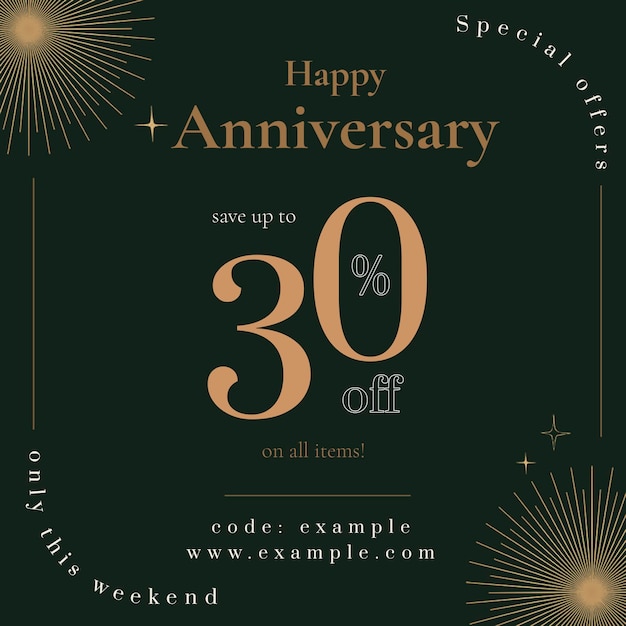 Anniversary sale ad template psd for social media post