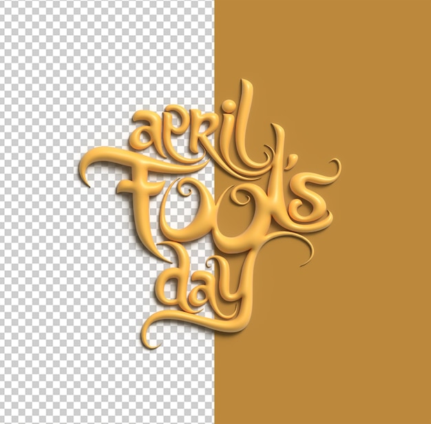 April Fools Day 3D Text Design Element Transparent Psd File