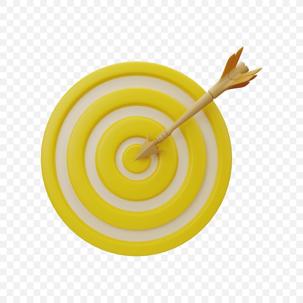 Archery arrow business goal and success icon Isolated 3d render Illustration