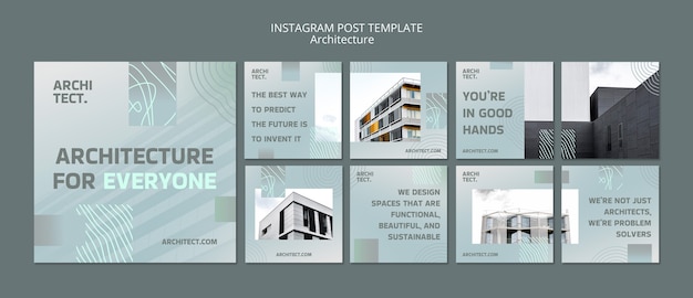 Free PSD architecture and building instagram posts collection