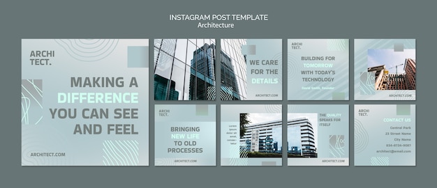 Architecture and building instagram posts collection