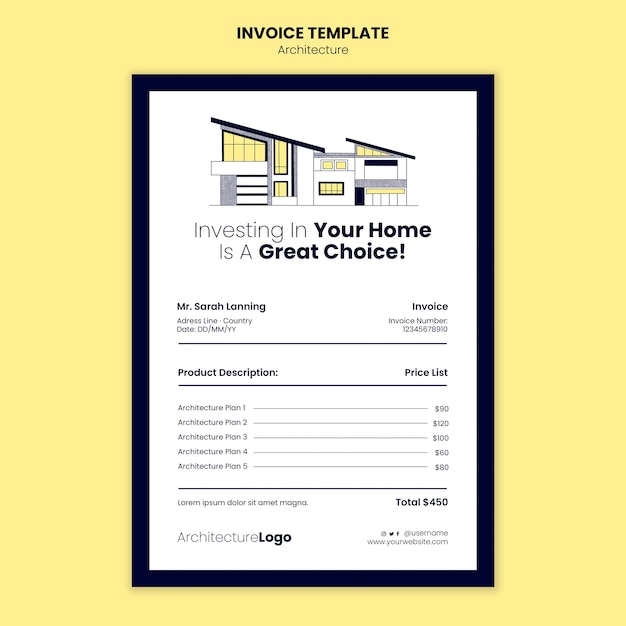 Free PSD architecture and building invoice template