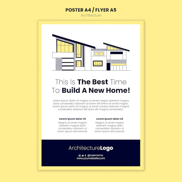 Free PSD architecture and building vertical poster template