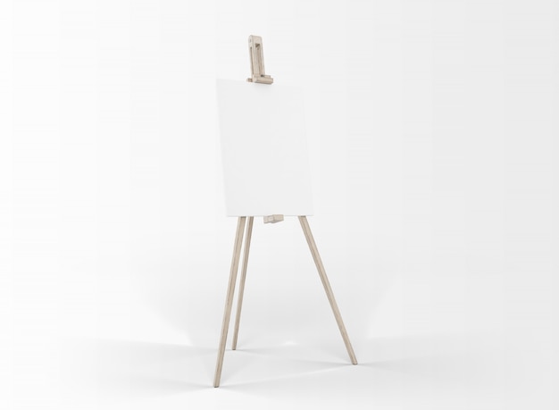 art canvas in an easel isolated on white