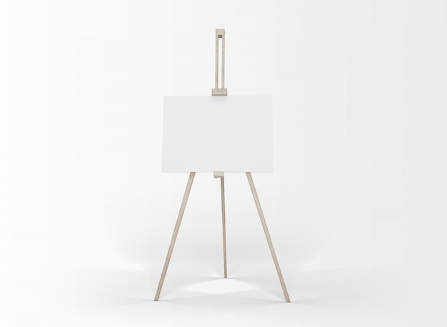 art canvas in an easel isolated on white