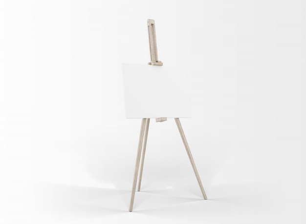 Free PSD art canvas in an easel isolated on white