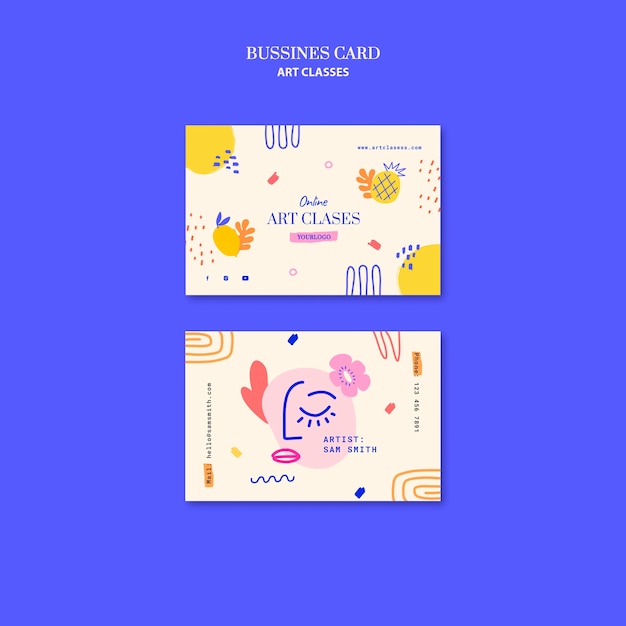 Art classes business card template