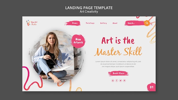 Free PSD art and creativity landing page template