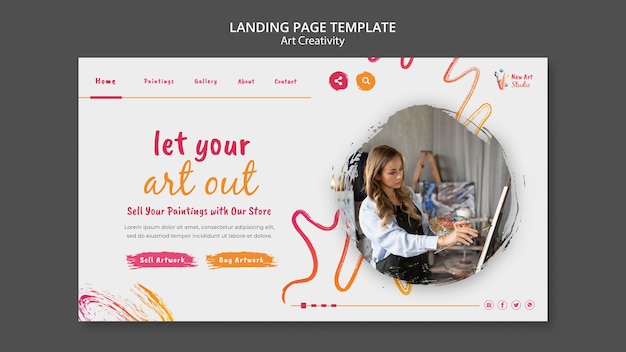 Free PSD art and creativity landing page template