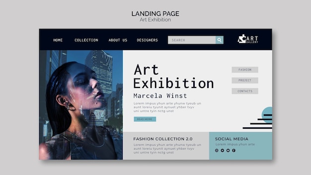 Free PSD art exhibition gallery landing page template