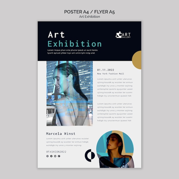 Free PSD art exhibition gallery vertical poster template