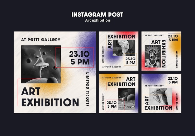 Free PSD art gallery and exhibition instagram posts collection