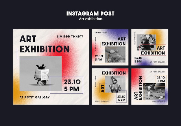 Free PSD art gallery and exhibition instagram posts collection